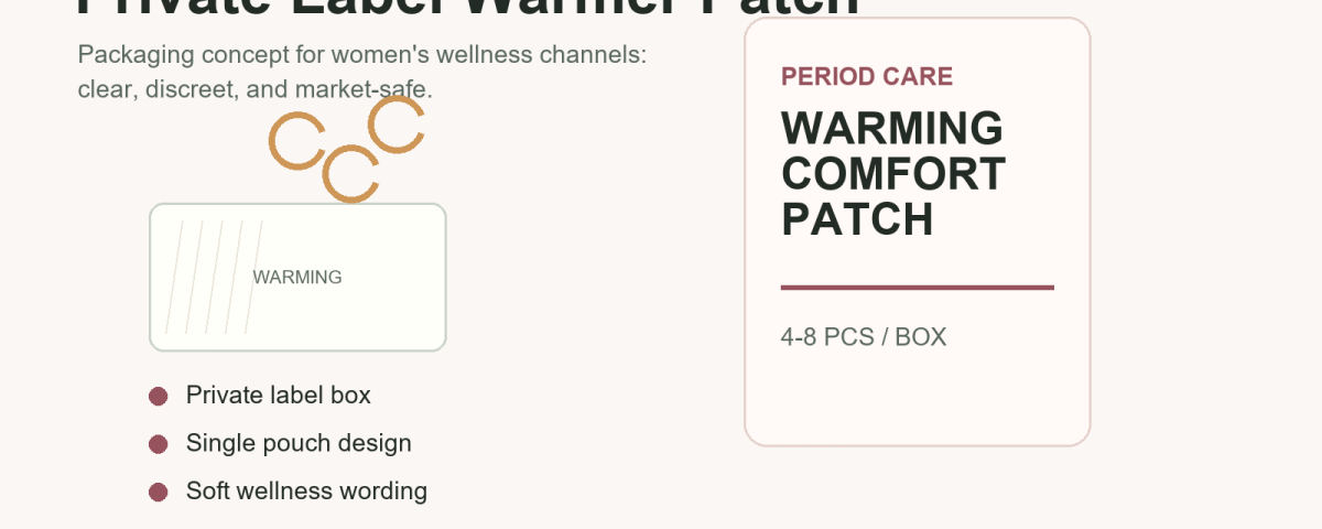Private label menstrual cramp warmer patch packaging concept
