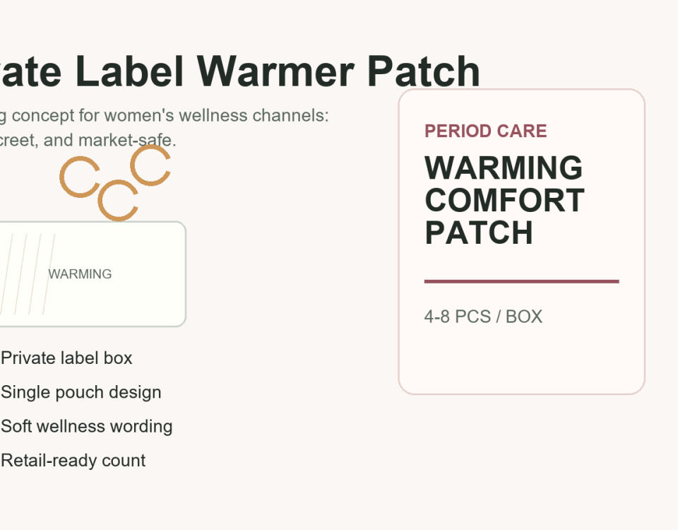 Private label menstrual cramp warmer patch packaging concept